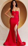 TWISTED PLEATED ILLUSION FRONT STRETCH MERMAID GOWN