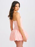 OLETTA PINK CORSET STRAPLESS BUBBLE HEM MINI DRESS