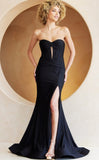 TWISTED PLEATED ILLUSION FRONT STRETCH MERMAID GOWN