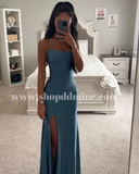 RUST AQUA BLUE SATIN GOWN