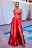 A LINE SATIN BUSTIER MAXI DRESS