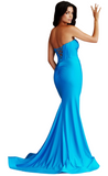 TWISTED PLEATED ILLUSION FRONT STRETCH MERMAID GOWN