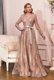 LONG SLEEVE EMBELLISHED GOWN