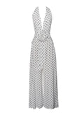 Oriana White Polka Dots Halter Jumpsuit