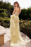 ONE SHOULDER EMBELLISHED YELLOW GOWN