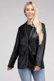 SLEEK PU LEATHER BLAZER