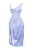 REINA BLUE DROP WAIST CORSET MIDI DRESS