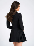 RIA BLACK BLAZER PLEATED DETAIL MINI DRESS