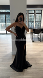 STRAPLESS LACE & STRETCH SATIN GOWN