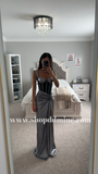 ODESSA SILVER METALLIC CORSET MAXI DRESS