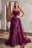 STRAPLESS GLITTER REMOVABLE TULLE GOWN