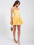 KADI YELLOW COTTON CORSET MINI DRESS