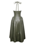 ELIANA OLIVE VEGAN LEATHER DRESS