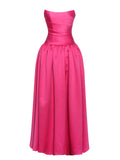 WALTERINA FUCHSIA SATIN STRAPLESS CORSET GOWN