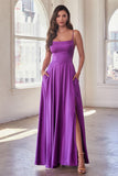 SATIN A LINE GOWN