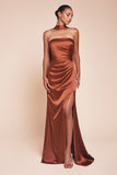 STRAPLESS SATIN DRESS & SASH