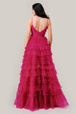 RUFFLED LAYED TULLE BALL GOWN