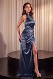 HALTER SATIN FITTED DRESS