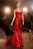 EMBELLISHED LACE AND SATIN FITTED GOWN