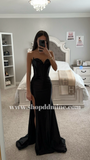 STRAPLESS SATIN CORSET GOWN