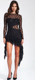 OMARIA BLACK LACE MINI DRESS