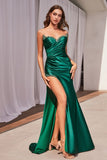 CRYSTAL STRAPLESS SATIN GOWN