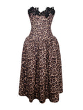 CHEETAH PRINT STRETCHY STRAPLESS MIDI DRESS