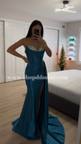 MICRO CRYSTAL STRAPLESS SATIN GOWN