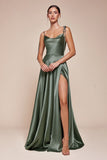 MOSS GREEN CINDERELLA SATIN GOWN