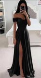 BLACK A-LINE SATIN GOWN