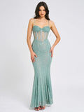 JANELLE GREEN SWEETHEART MERMAID MAXI DRESS