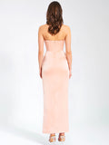 BLUSH SATIN CORSET SLIT GOWN