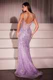 PURPLE BEADED FITTED DRESS