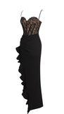 JULIA BLACK LACE CORSET MAXI DRESS