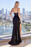 FITTED BLACK LACE SATIN GOWN