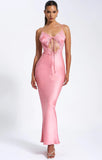 ZINA SALMON PINK LACE MAXI DRESS