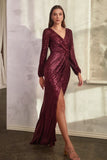 LONG SLEEVE SEQUIN GOWN