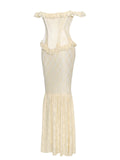 ERSILIA PALE YELLOW LACE CORSET MAXI GOWN