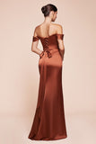 OFF SHOULDER LACE CORSET SATIN GOWN