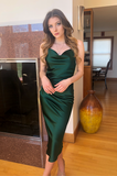 Aspen Midi Dress - Emerald Green Satin