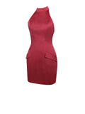 NAIMA RED HALTER MINI PENCIL DRESS