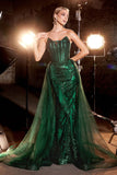 STRAPLESS GLITTER REMOVABLE TULLE GOWN