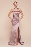 STRAPLESS SATIN DRESS & SASH