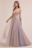 OPHELIA BEAD STRAP TULLE GOWN