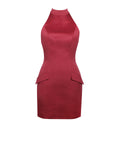 NAIMA RED HALTER MINI PENCIL DRESS