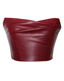 BRIA BURGUNDY VEGAN LEATHER CROP TOP