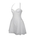 JOANNA WHITE EYELET HALTER MINI DRESS