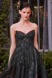 STRAPLESS LAYERED TULLE GOWN