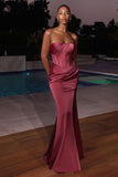 STRAPLESS SOFT SATIN GOWN