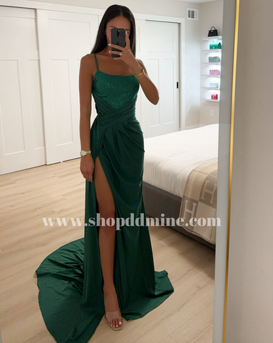 EMERALD HOT STONE DRAPED GOWN